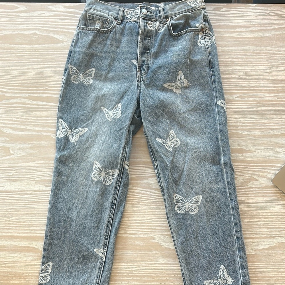 Butterfly print jeans